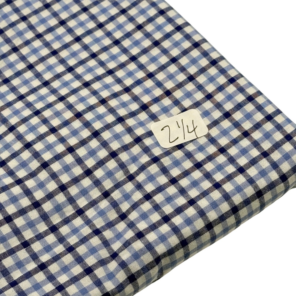 Gingham Check Fabric Sewing Craft Navy Light Blue 2.25 Yards Cotton